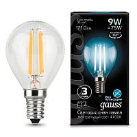 Светодиодная лампа Gauss 105801209 LED Filament Globe E14 9W 4100K шарик