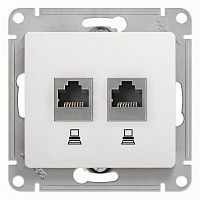 Механизм розетки комп. 2-м Glossa RJ45+RJ45 кат.5е бел. SE GSL000185KK