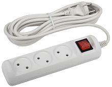 Удлинитель 3х5м без заземл. 10А IP20 ПВС 2х1 с выкл. Эра Б0044051