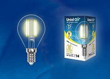 Лампа светодиодная Uniel Air E14 7.5Вт 3000K LED-G45-7,5W/WW/E14/CL GLA01TR картон