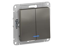 Механизм выключателя 2-кл. СП AtlasDesign 10А IP20 (сх. 5а) 10AX с подсветкой сталь SE ATN000953