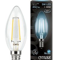 Светодиодная лампа Gauss 103801205 LED Filament Candle E14 5W 4100К свеча