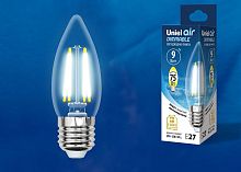 Лампа светодиодная Uniel  E27 9Вт 4000K LED-C35-9W/4000K/E27/CL/DIM GLA01TR картон