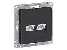 Механизм розетки компьютерной 2-м AtlasDesign RJ45 + RJ45 кат.5e карбон SE ATN001085