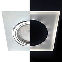 Встраиваемый светильник с подсветкой LD1651 Ecola SL1651EFF GU5.3 + LED 4000K белый матовый/хром 422041