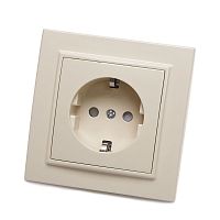 Розетка 1-местная с/з, STEKKER, PST16-9010-02, 250В, 16А с защитной шторкой, серия Эрна, слоновая кость