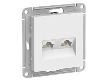 Механизм розетки компьютерной 2-м AtlasDesign RJ45 + RJ45 кат.5e бел. SE ATN000185