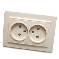 Розетка 2-местная б/з, STEKKER, PST10-9013-02, 250В, 10А с защитной шторкой, серия Эрна, слоновая кость