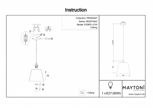 Подвесной светильник Maytoni Walter P528PL-01W фото 4