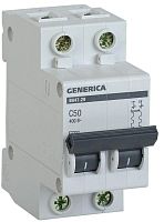 Выключатель автоматический модульный 2п C 50А 4.5кА ВА47-29 GENERICA IEK MVA25-2-050-C