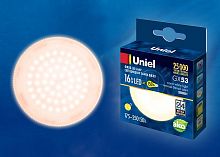 Лампа светодиодная Uniel  GX53 16Вт 3000K LED-GX53-16W/WW/GX53/FR PLZ01WH