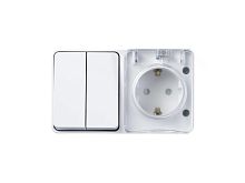 Блок ОП AtlasDesign Profi54 розетка 16А 250В с заземл. защ. шторки + 2-кл. выключатель 10А IP54 бел. SE ATN540174