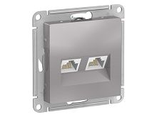 Механизм розетки компьютерной 2-м AtlasDesign RJ45 + RJ45 кат.5e алюм. SE ATN000385