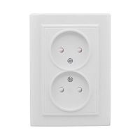 Розетка 2-м СП Минск 10А IP20 без заземл. защ. шторки бел. Basic EKF ERR10-102-100
