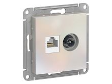 Механизм розетки компьютерной RJ45+TV 2-м AtlasDesign CAT.5e жемчуж. SE ATN000489