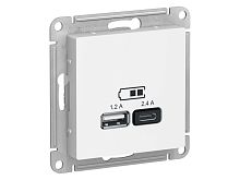 Механизм розетки USB AtlasDesign A+С 5В/2.4А 2х5В/1.2А бел. SE ATN000139