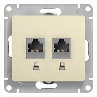 Механизм розетки комп. 2-м Glossa RJ45+RJ45 кат.5е беж. SE GSL000285KK