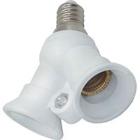Переходник с цоколя E14 на 2xE14 Ecola F4T24WEAY белый 421550