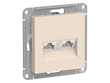 Механизм розетки компьютерной 2-м AtlasDesign RJ45 + RJ45 кат.5e беж. SE ATN000285