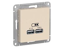 Механизм розетки USB AtlasDesign 5В 1порт х 2.1А 2порта х 1.05А беж. SE ATN000233