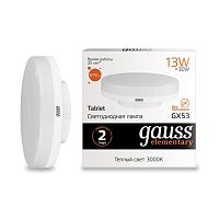Лампа светодиодная GAUSS 83813 Elementary GX53 13Вт 3000K 180-240V tablet