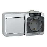 Блок ОП Этюд (1-кл. выкл. + евророз. защ. шторки) IP44 сер. SE BPA16-241C