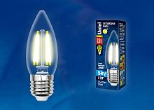 Лампа светодиодная Uniel  E27 13Вт 3000K LED-C35-13W/3000K/E27/CL PLS02WH картон