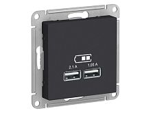 Механизм розетки USB AtlasDesign 5В 1порт х 2.1А 2порта х 1.05А карбон SE ATN001033
