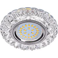 Встраиваемый светильник с подсветкой LD7009 Ecola FT16CCEFB GU5.3 + LED 4000K прозрачный/хром 421836