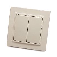 Выключатель 2-клавишный, STEKKER, PSW10-9004-02, 250В, 10А, серия Эрна, слоновая кость