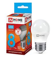 Лампа светодиодная LED-ШАР-VC 8Вт шар 4000К нейтр. бел. E27 760лм 230В IN HOME 4690612020570