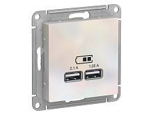 Механизм розетки USB AtlasDesign 5В 1порт х 2.1А 2порта х 1.05А жемчуж. SE ATN000433